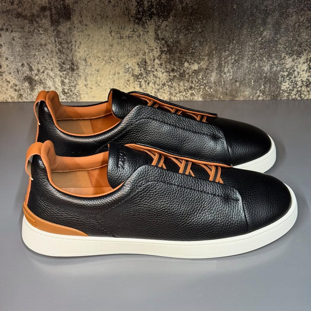 Zegna Triple Stitch | Black Calfskin