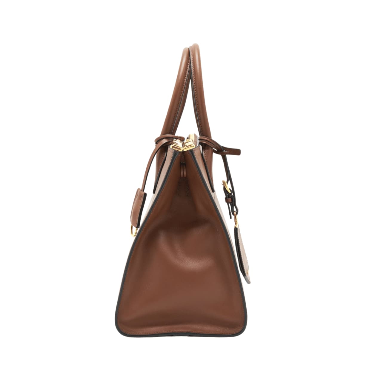 Prada | Saffiano And City Calf Paradigme Tote Bag In A Caramel Brown Color