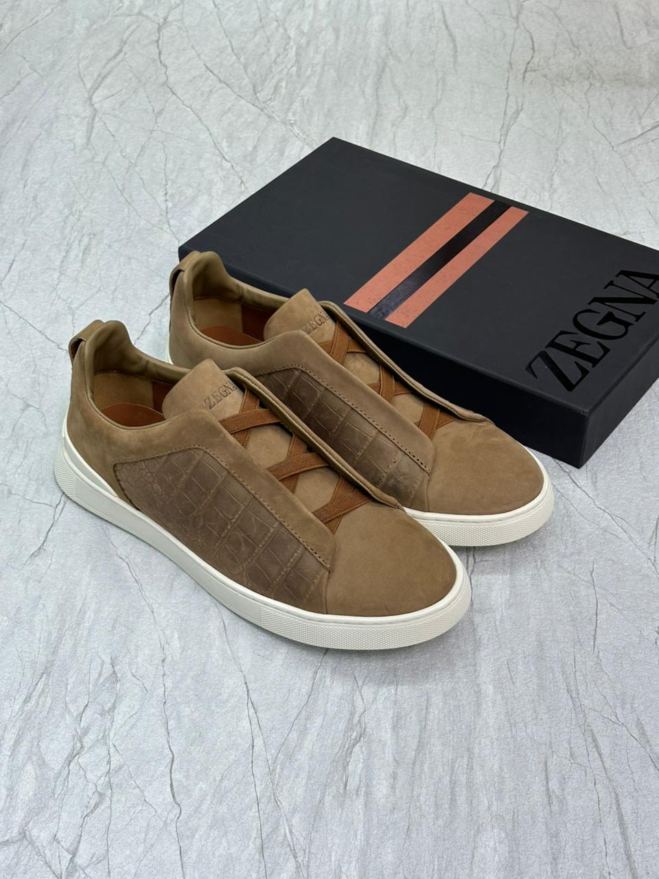 Zegna Leather Triple Stitch | Brown