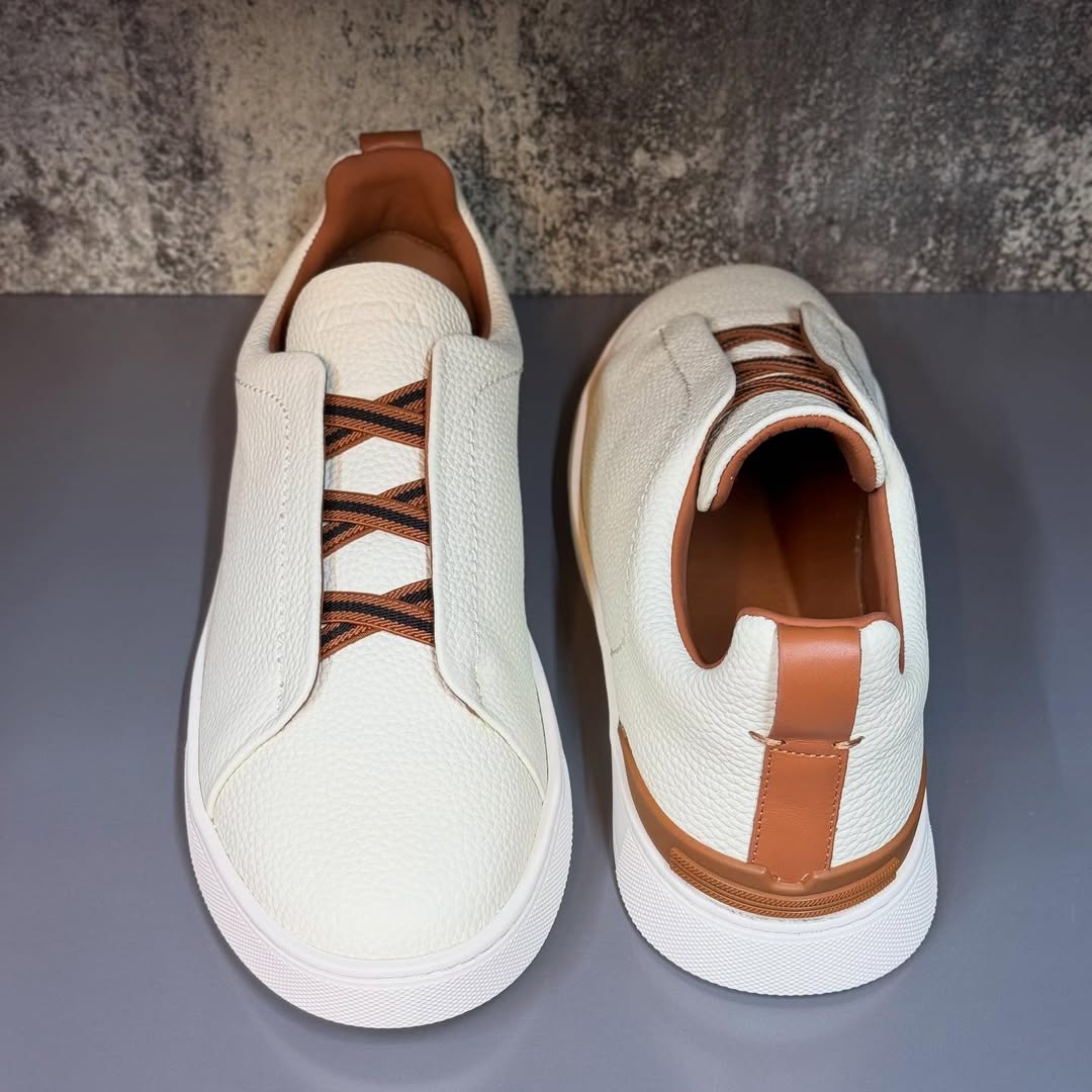 Zegna Triple Stitch | White/Brown