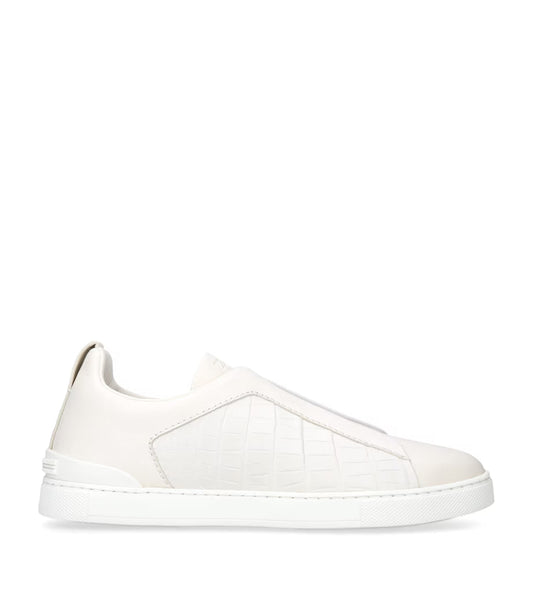 Zegna Triple Stitch | White Crocodile