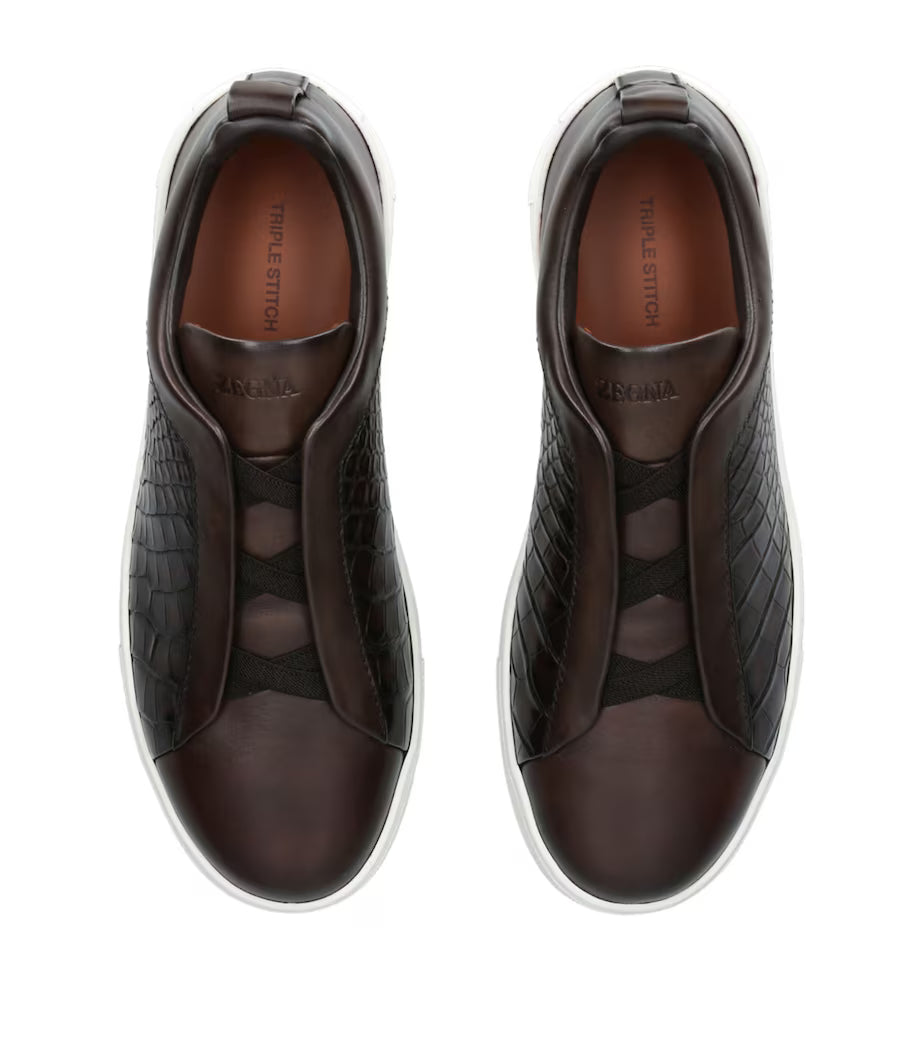 Zegna Triple Stitch | Crocodile Dark