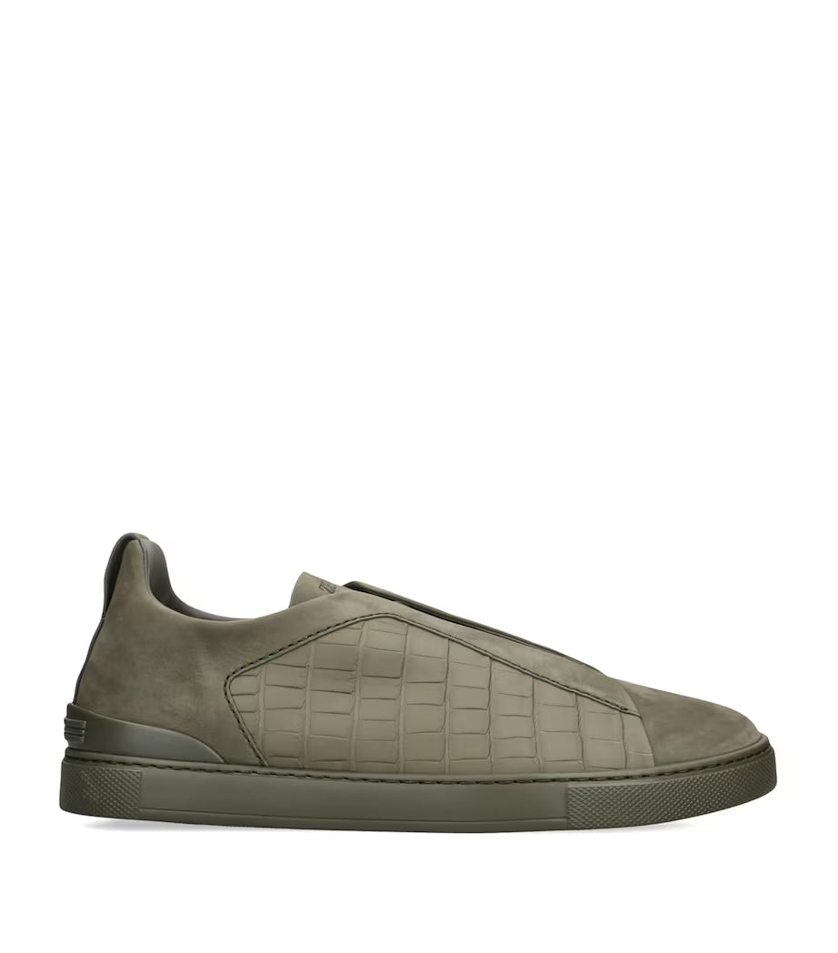 Zegna Triple Stitch | Crocodile Olive