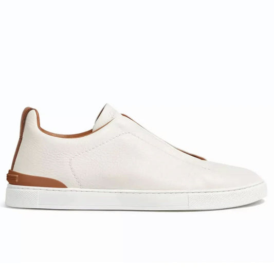 Zegna Triple Stitch | White/Brown