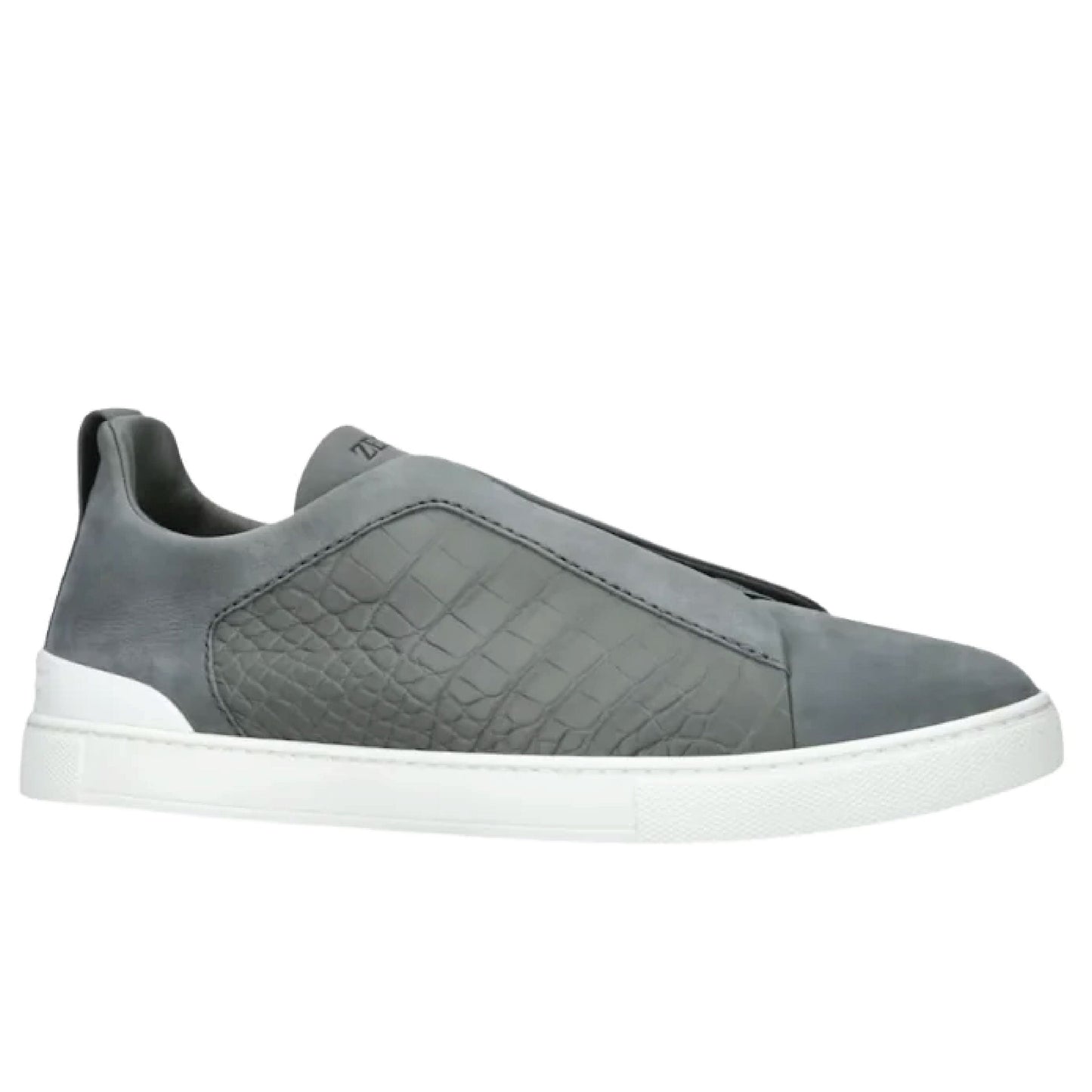 Zegna Crocodile Leather Triple Stitch | Grey