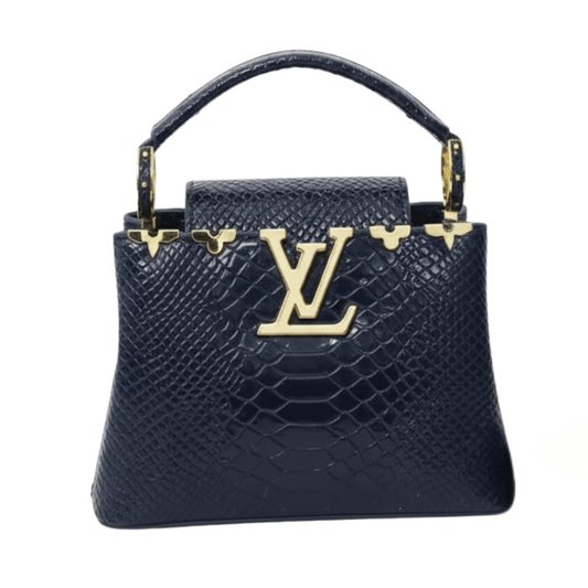 Louis Vuitton | Capucines Mini Handbag In Navy Python Skin With Gold