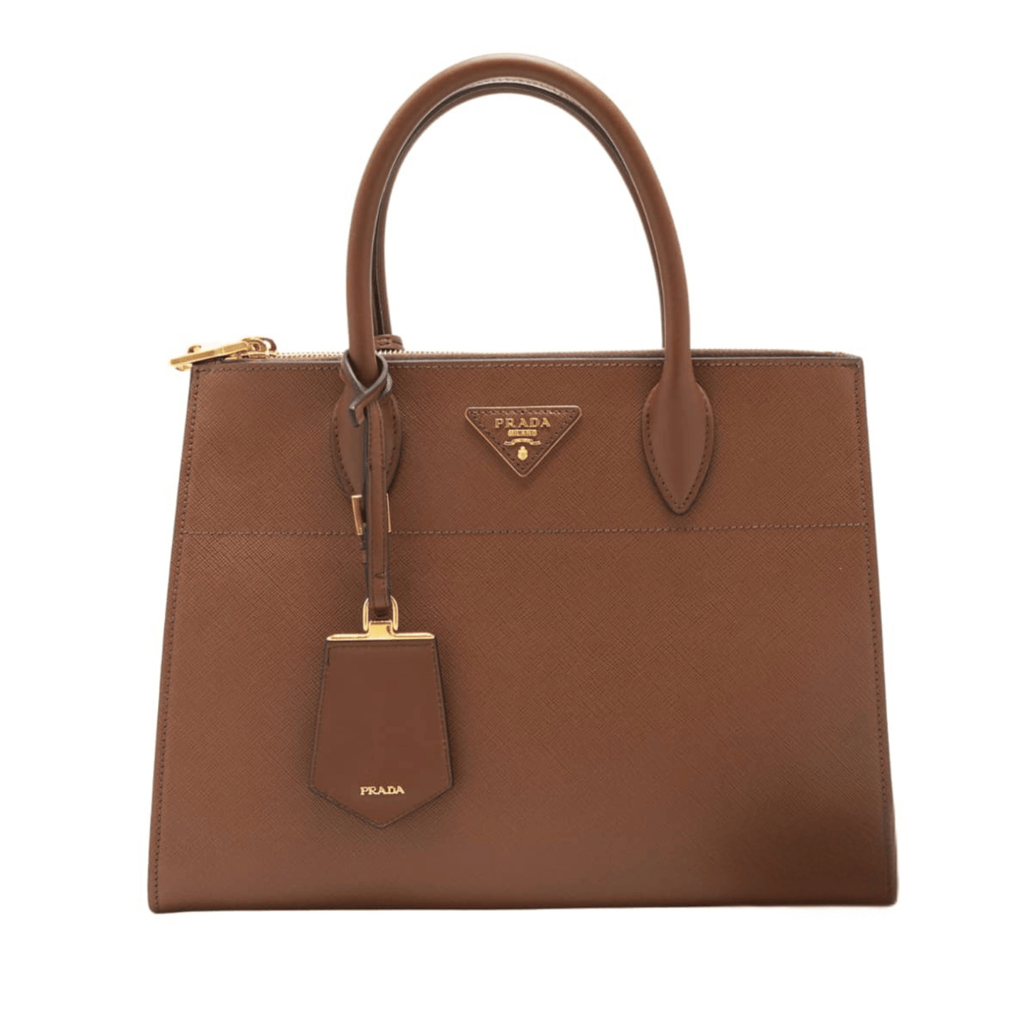 Prada | Saffiano And City Calf Paradigme Tote Bag In A Caramel Brown Color