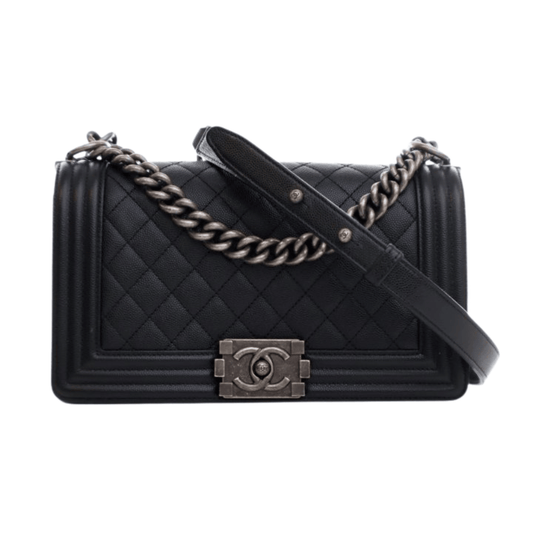 Chanel | Boy Bag In Black Quilted Caviar Leather
