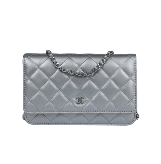 Chanel | Classic Wallet On Chain (woc) In Silver Metallic