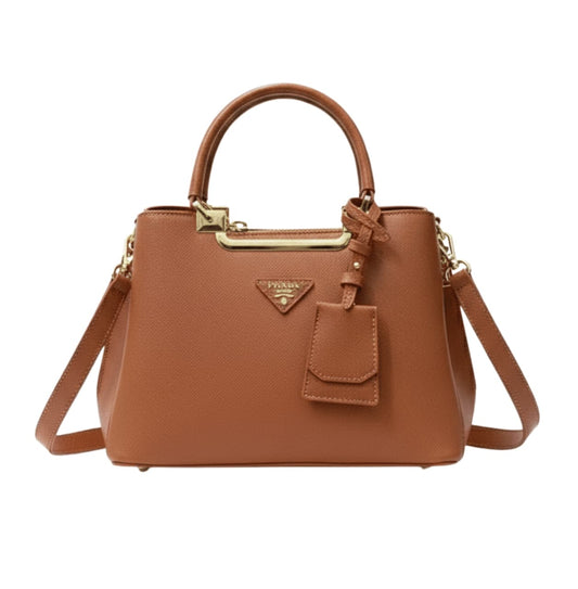 Prada | Galleria Saffiano Leather Bag In A Tan Or Brown Color