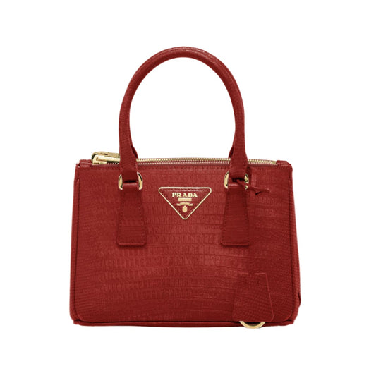 Prada | Galleria Mini Lizard Skin Bag Red