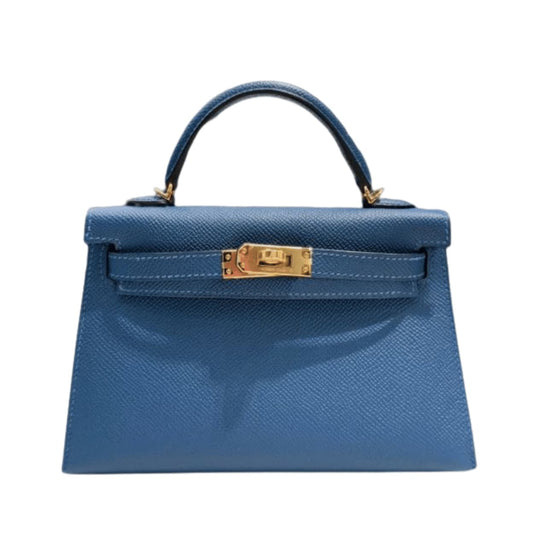 Hermès | Mini Kelly 20 Sellier Handbag In A Deep Blue Hue With Gold Hardware