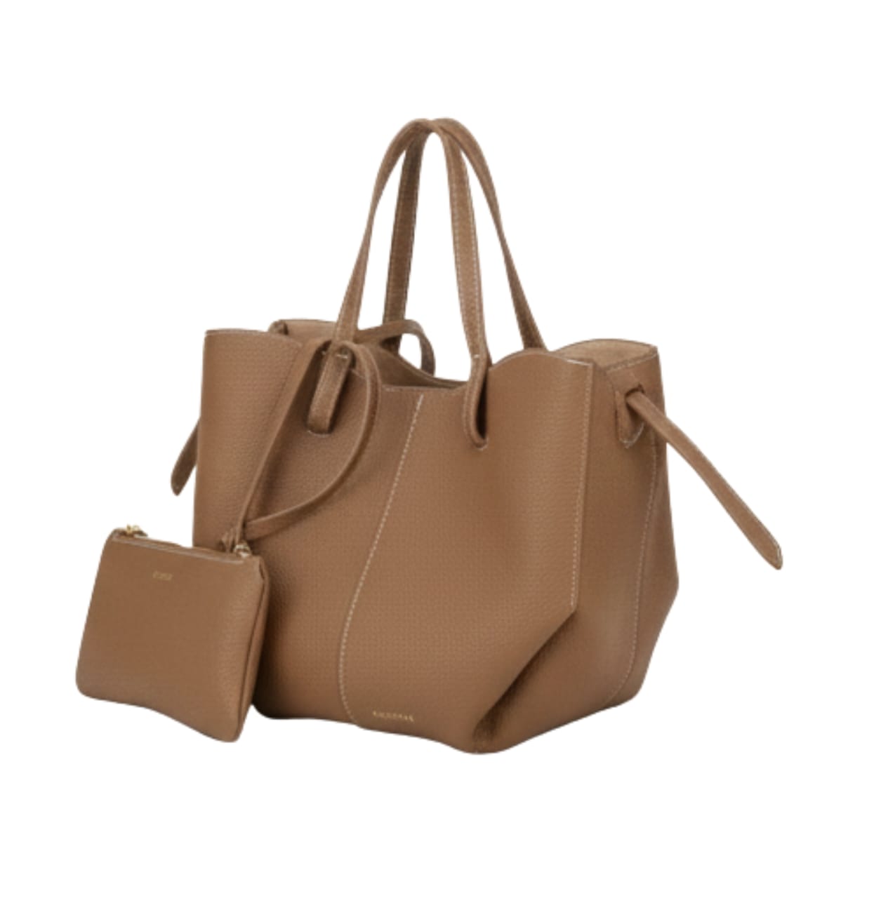 Polène | Cyme Mini Bag In Textured Camel Leather