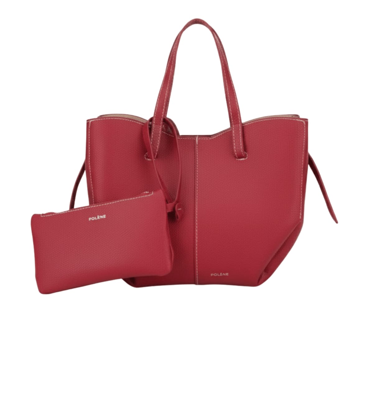Polène | Cyme Mini Tote Bag In Textured Red Leather
