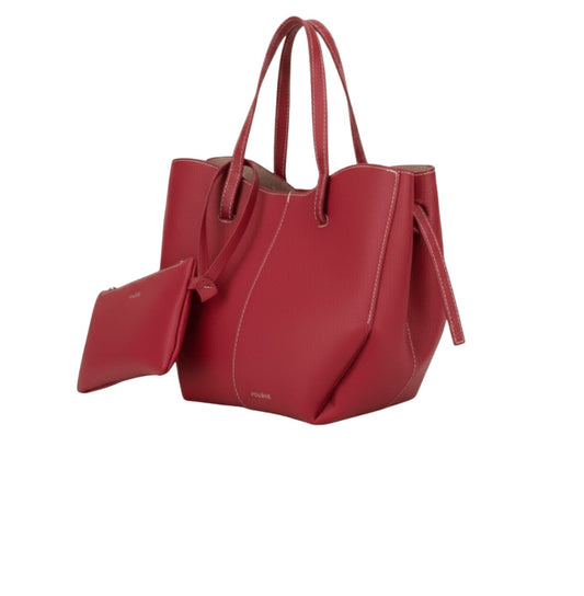Polène | Cyme Mini Tote Bag In Textured Red Leather