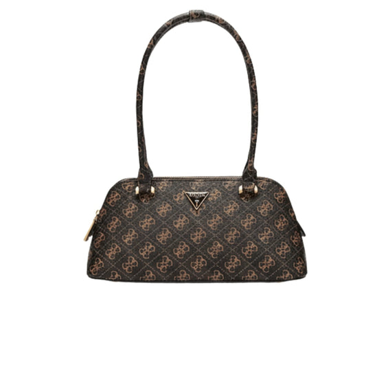 Guess | Women's Logo Print Shoulder Bag In A Brown Monogram Pattern
