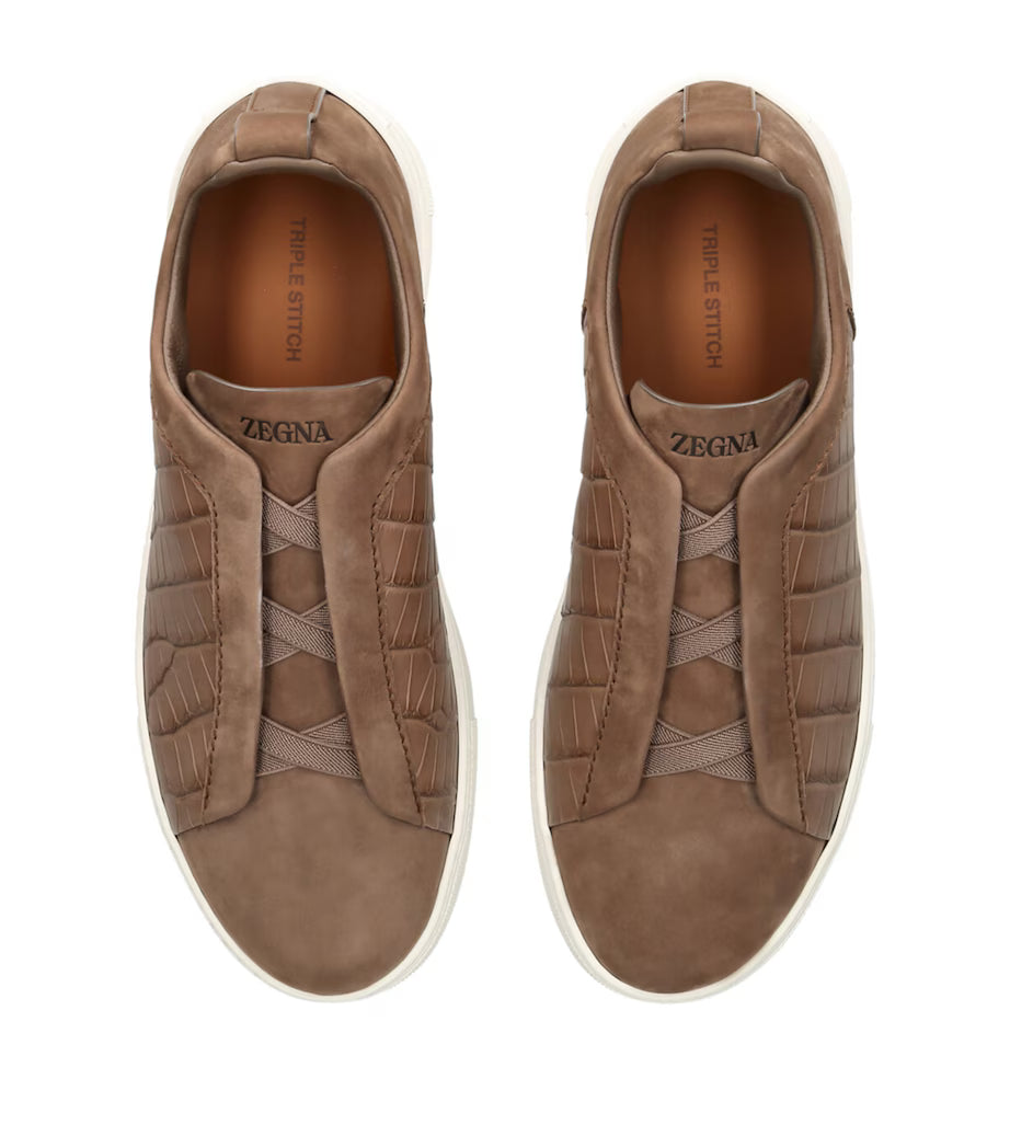 Zegna Triple Stitch | Crocodile Coffee