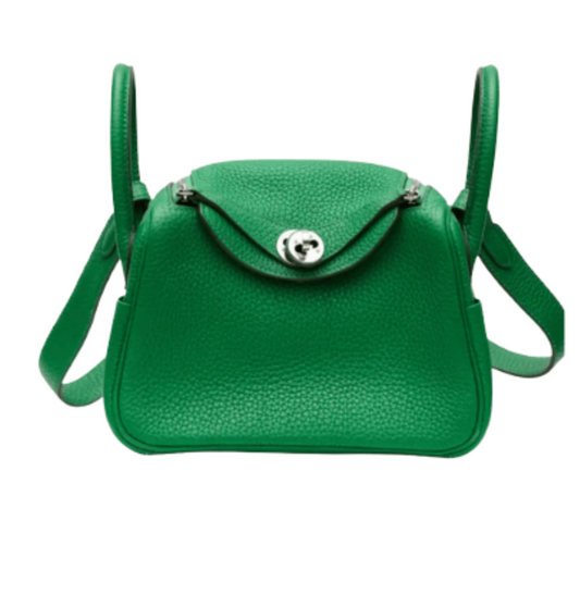 Hermès | Mini Lindy Shoulder Bag In Green Clemence Leather With Palladium Hardware